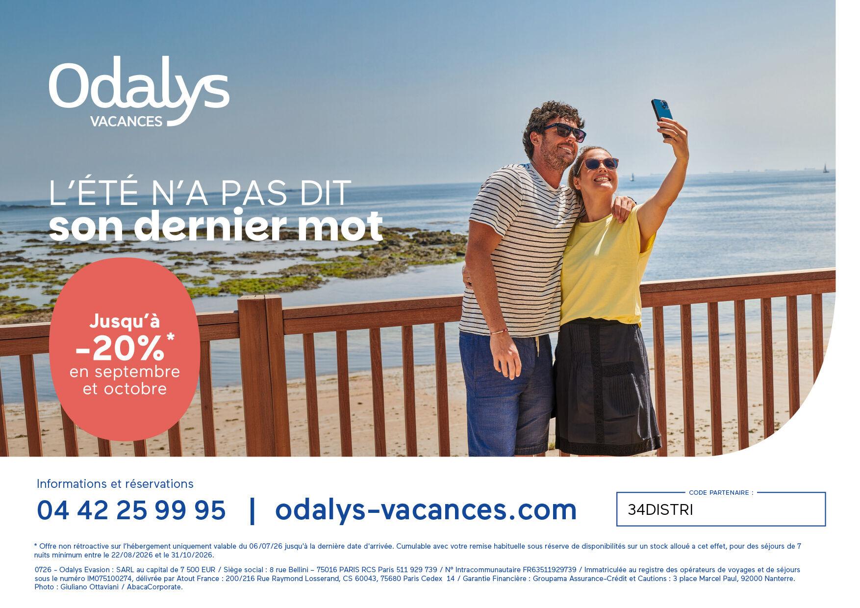 Affiche Odalys Vacances - été indien, jusqu'à -30%